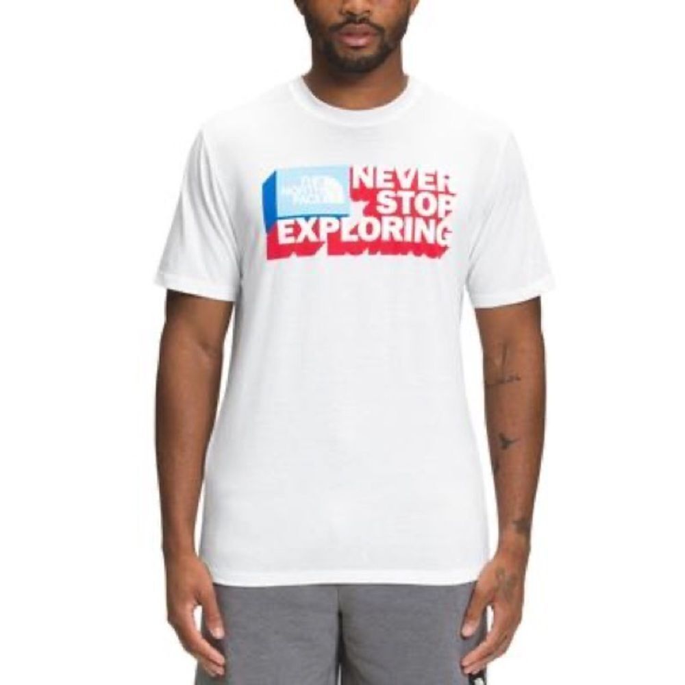 The North Face White Tee with Red and Blue Graphic